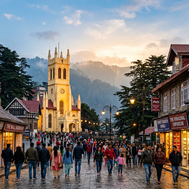 Shimla Mall Road and Christ Church